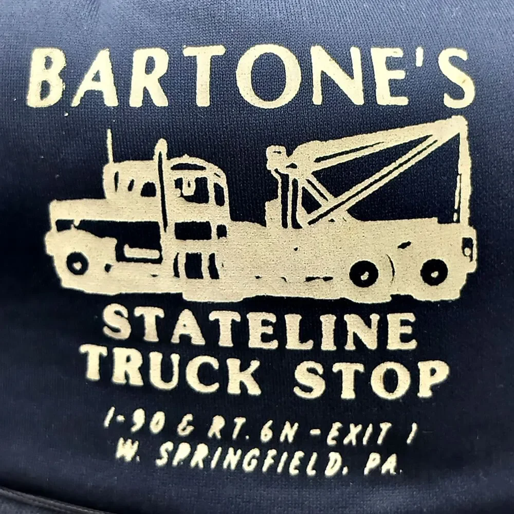 Vintage Bartone's Stateline Truck Stop Wrecker Hat Blue Snapback Falcon Cap